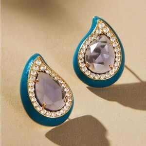 Anthropologie Festive
Embellished Teardrop Post Earrings (blue) • NWT
